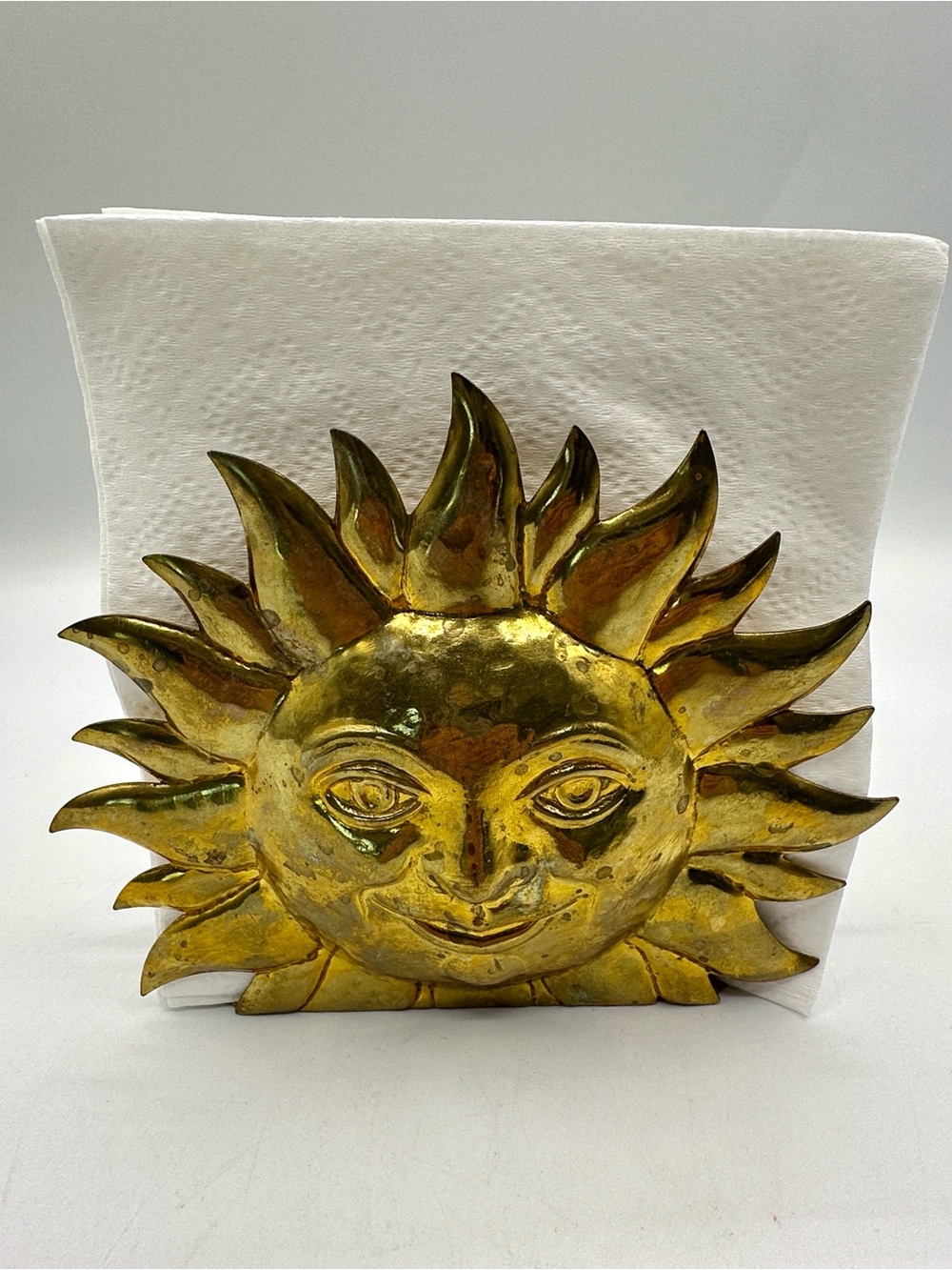Golden Sunshine Face Metal Napkin / Letter Holder - Picture 2 of 11